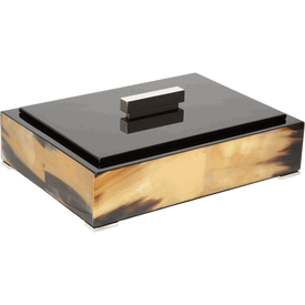 Luxury Custom Made Ivory Horn Black Lacquer Jewelry Box * 2 x 11 x 8 inches