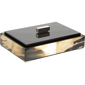 Luxury Custom Made Ivory Horn Black Lacquer Jewelry Box * 2 x 9 x 6 inches