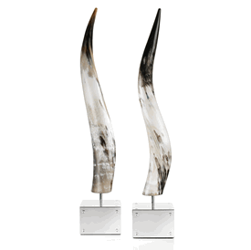Luxury Custom Made Long Horn Sculpture * Stainless Steel Base * H: 35 inches 