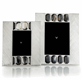 Luxury Custom Made Brushed Palladium & Horn Jewel Photograph Frame * Small * 12 x 10 inches