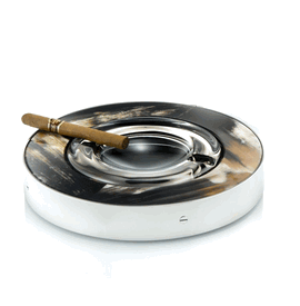 Luxury Custom Made Horn Ashtray * Chromed Brass * Dia: 11 inches 