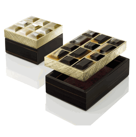 Luxury Italian 24k Gold Plated Brass Ebony Macassar Polished Mosaic Horn Box * Custom Made To Order * 7 x 21 x 13 cm 